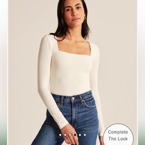 Abercrombie Long-sleeve Cozy Squareneck Bodysuit - Size Medium